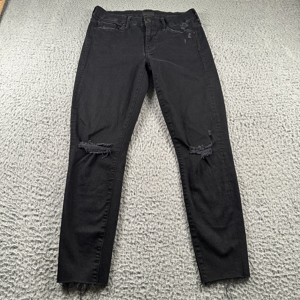 Mother Jeans Women's Black 27 Looker Ankle Fray Stretch Skinny Guilty As Sin